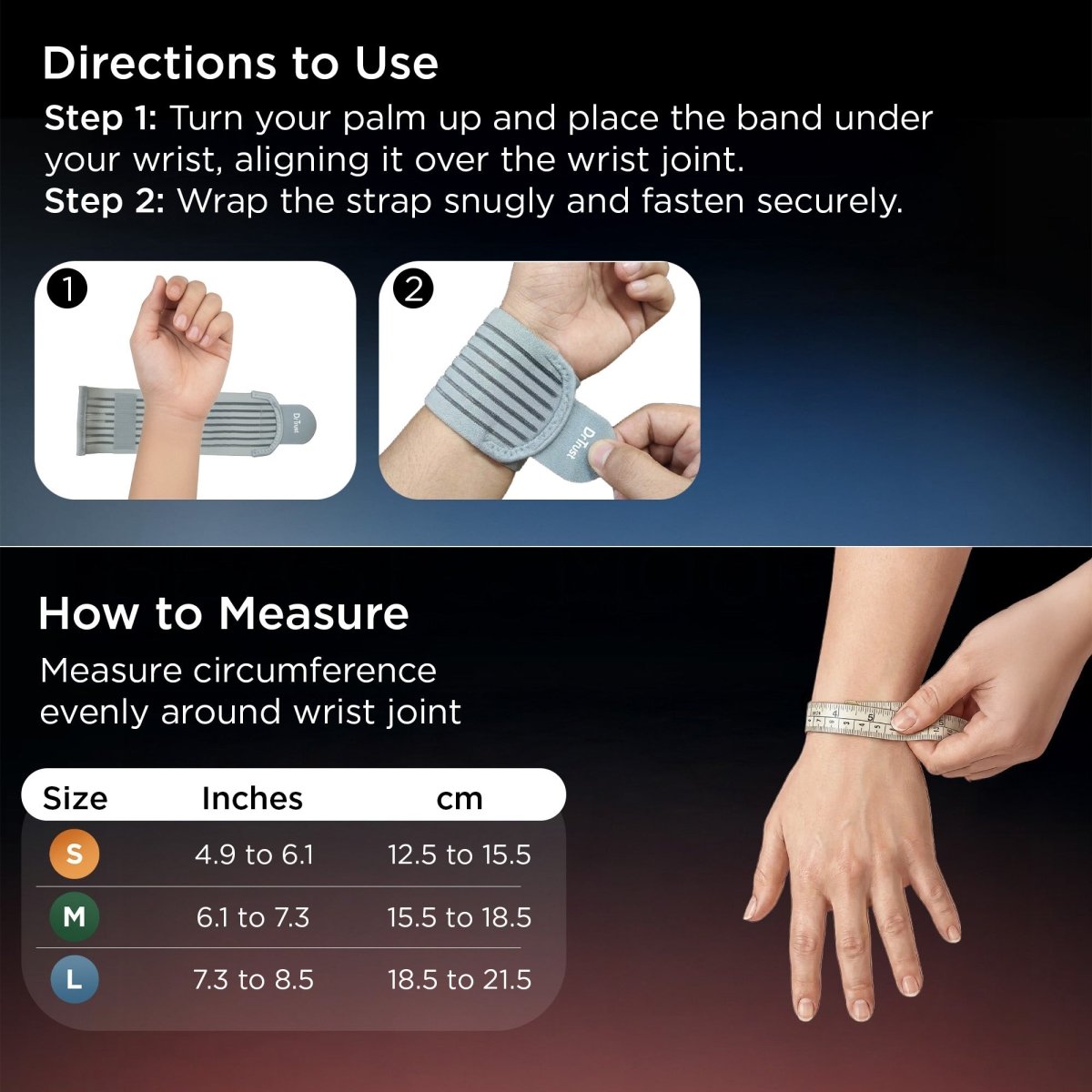 Dr Trust USA 4603 Wrist Support Wrap Brace with Double Lock Non - Slip Adjustable Wrist Brace for Pain Relief, Carpal Tunnel, and Sports Injury Protection Band for Men & Women