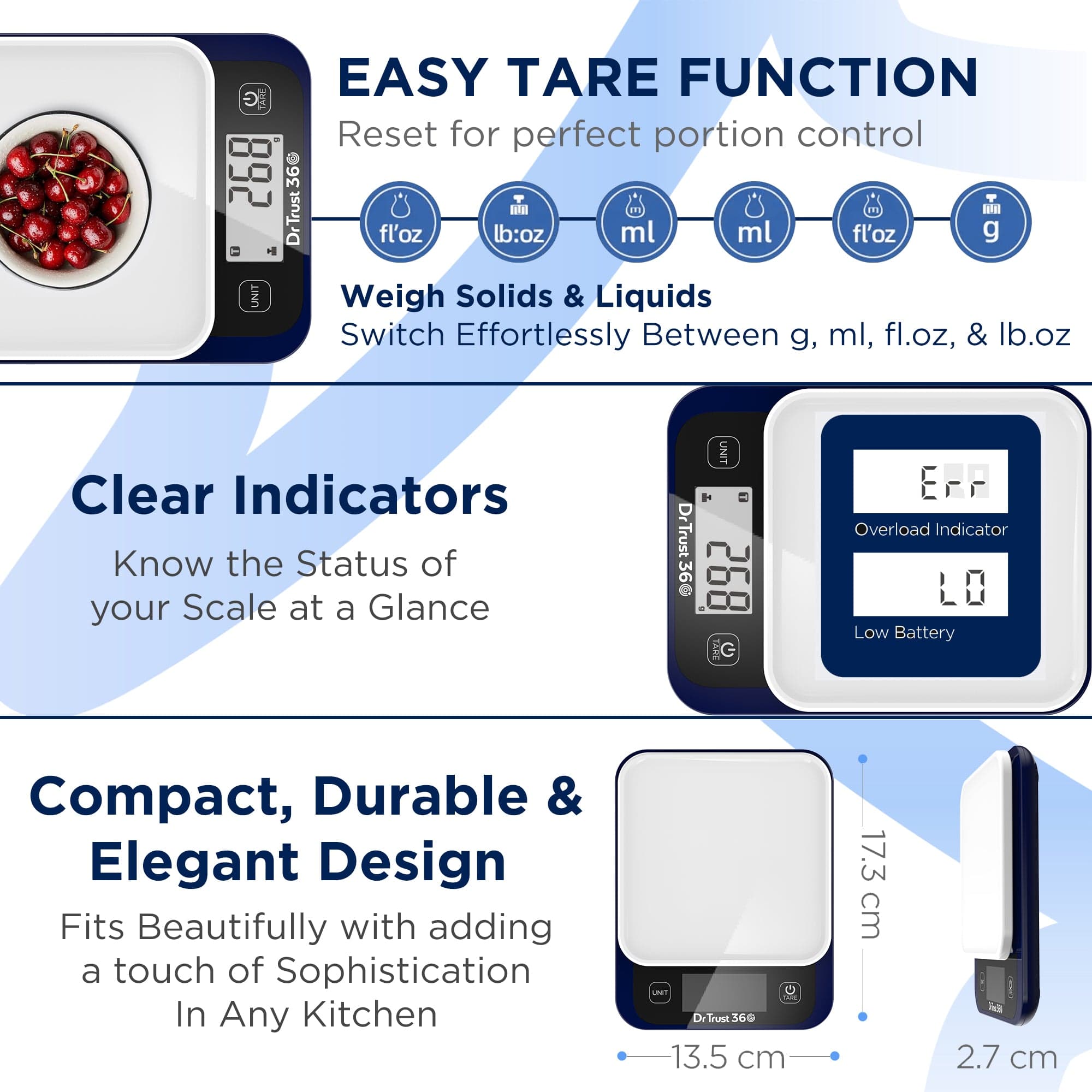 Dr Trust USA kitchen scale Dr Trust USA 530 Smart Nutrition Food Kitchen Scale with App Connectivity Easy Nutrients Tracking and Portion Control for Perfect Cooking & Baking Multipurpose Precision Weighing Machine (1g-5kg) For Healthy Food & Weight Control