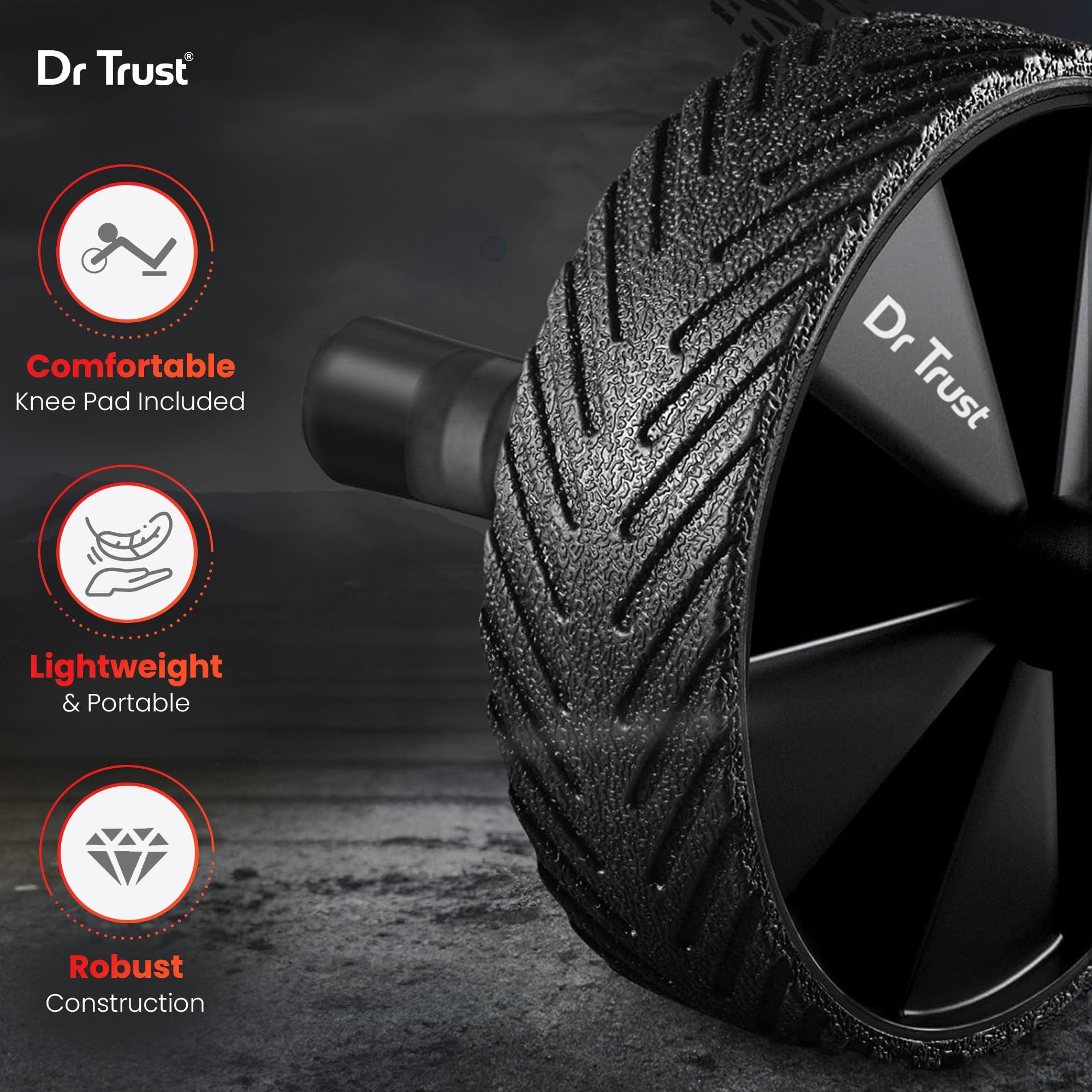 Dr Trust USA fitness Dr Trust USA AB Blaster Roller Abs Wheel with Knee Mat Exercise Wheel 311