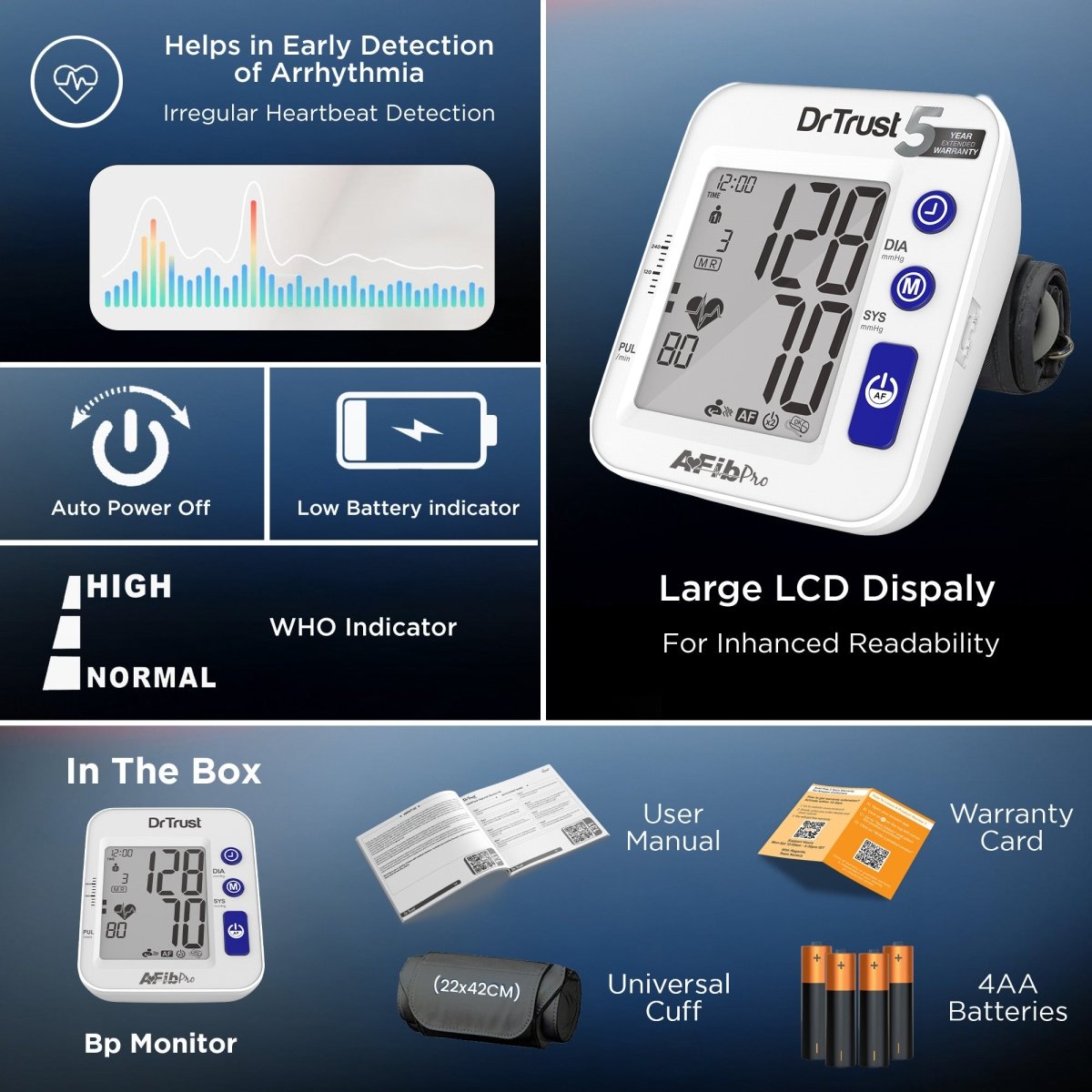 Dr Trust USA Accutrack AFib BP Monitor 130