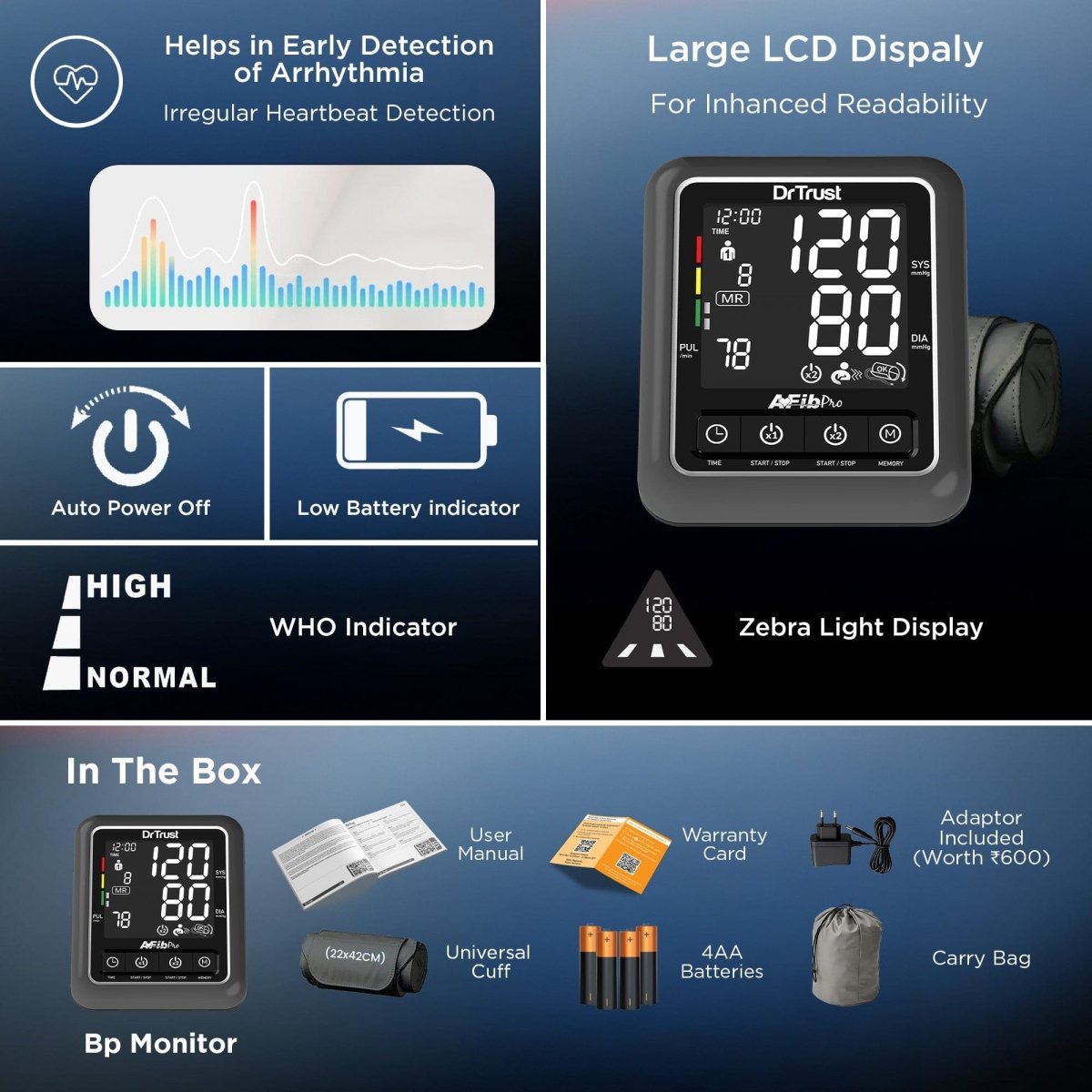 Dr Trust USA Afib Talk Atrial Fibrillation BP Monitor Blood Pressure Machine 104