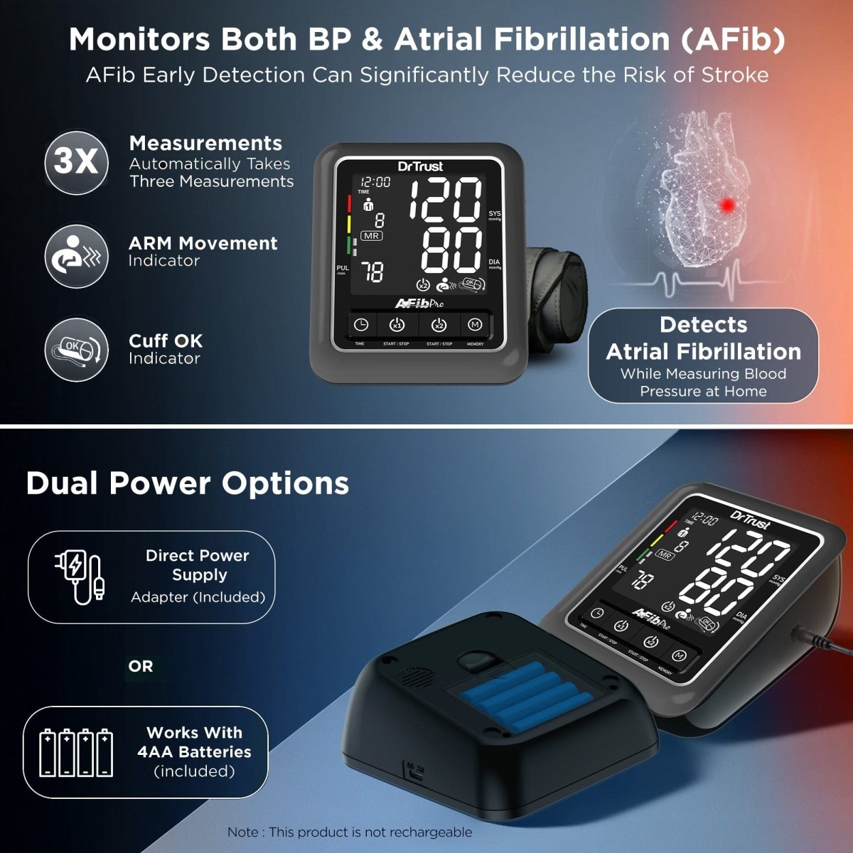 Dr Trust USA Afib Talk Atrial Fibrillation BP Monitor Blood Pressure Machine 104