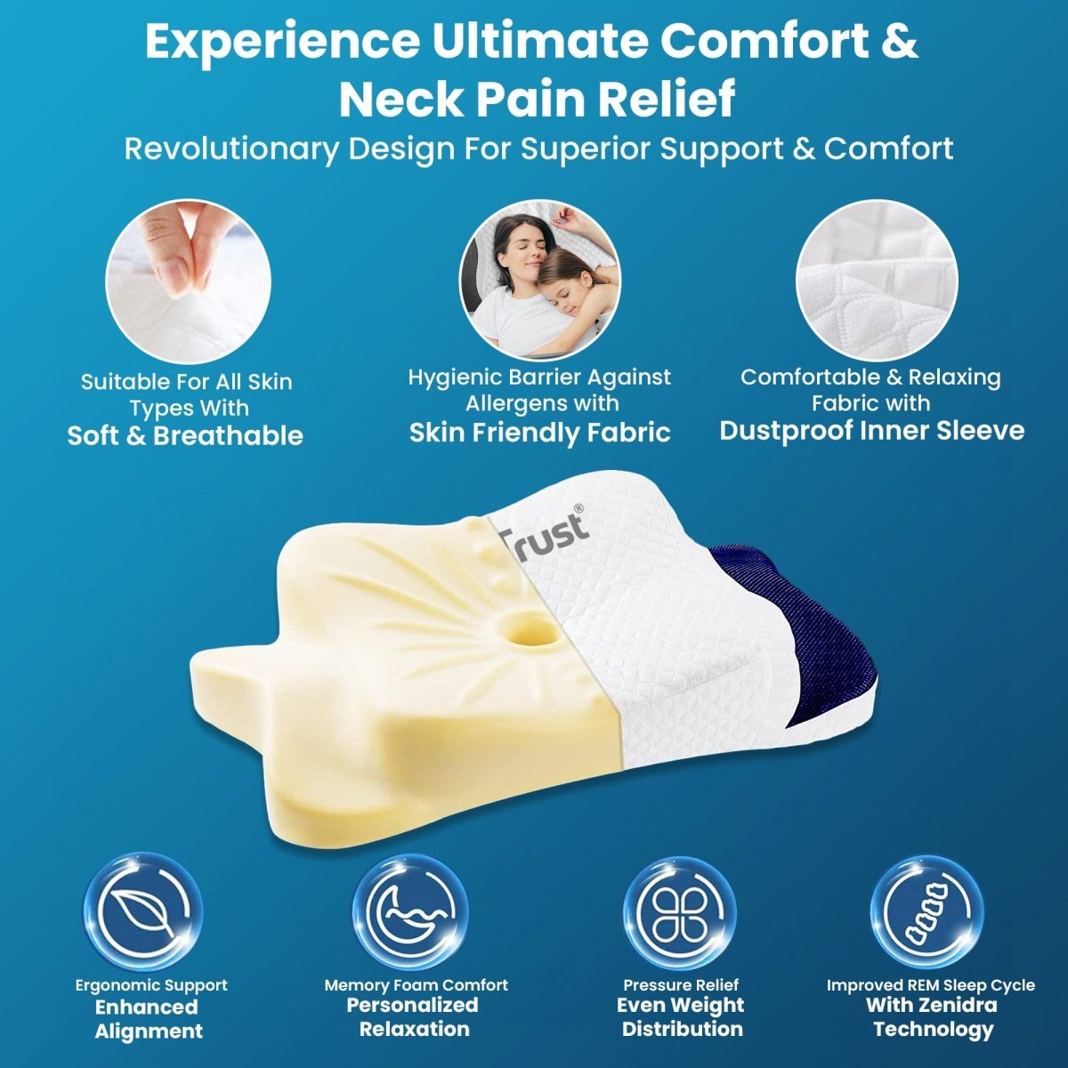 Dr Trust USA Anti - Snoring Butterfly Memory Foam Pillow 399