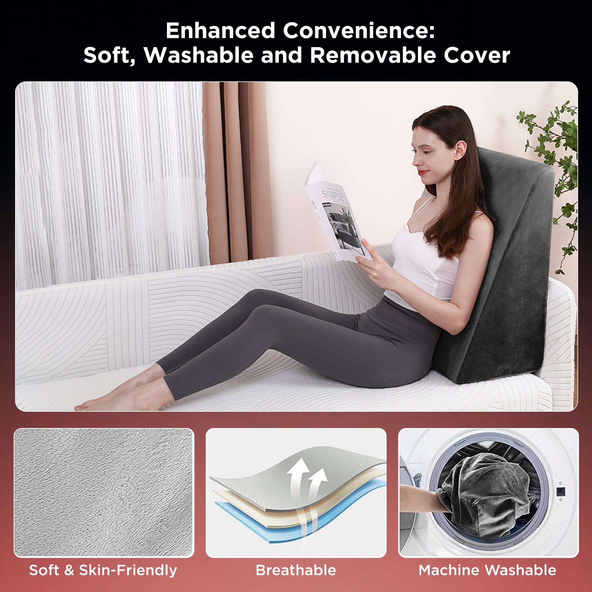 Dr Trust USA Orthopedic Pillow Dr Trust USA Orthopedic Wedge Back Rest Memory Foam Pillow for Sitting In Bed Ortho Memory Foam Support For Sleeping, Legs, Lumbar, Spine, Coccyx, Anti Snoring Acid Reflux & Cervical Neck Pain Relief 365