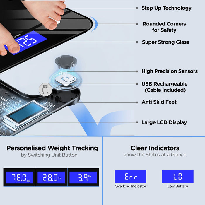 Dr Trust USA Weighing Scale Dr Trust USA Smart Body Fat and Body Composition Rechargeable Scale Analyser 2.0 for Body Weight 509