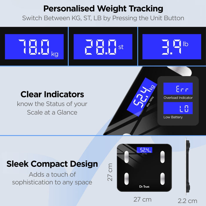 Dr Trust USA Weighing Scale Dr Trust USA Smart Body Fat and Body Composition Rechargeable Scale Analyser 2.0 for Body Weight 509