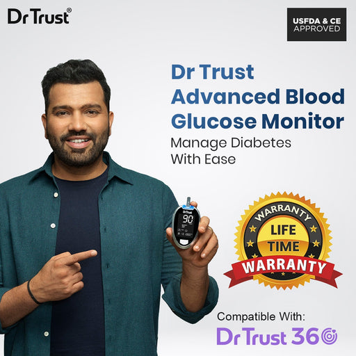 Dr Trust USA Glucometer Dr Trust USA Gold Standard Glucosure Glucometer Blood Sugar Testing Meter 9001 with Lancing Device, 10 Strips & Lancets, Simple & Accurate Home Diabetes Testing Machine