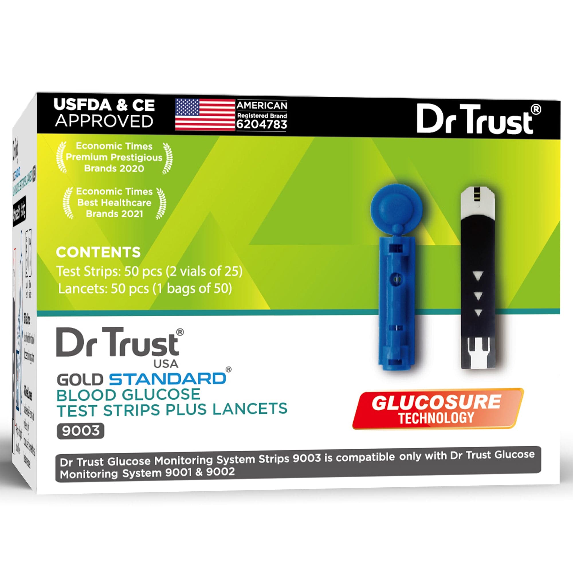 Dr Trust USA Glucometer Dr Trust USA Gold Standard Glucometer Strips (50) 9003 (Compatible with Dr Trust Glucometer 9001)