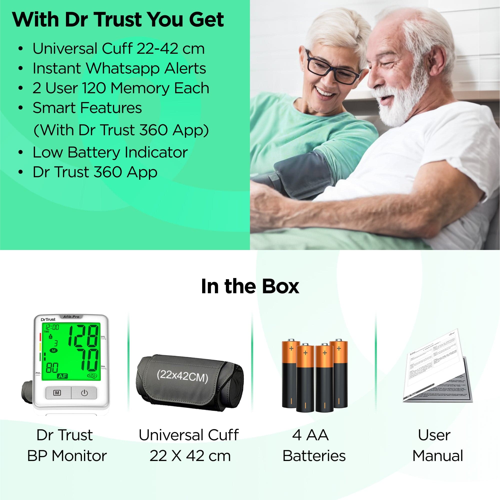 Dr Trust USA Blood Pressure Monitor Dr Trust USA Afib Pro - Atrial Fibrillation Digital BP Monitor 102