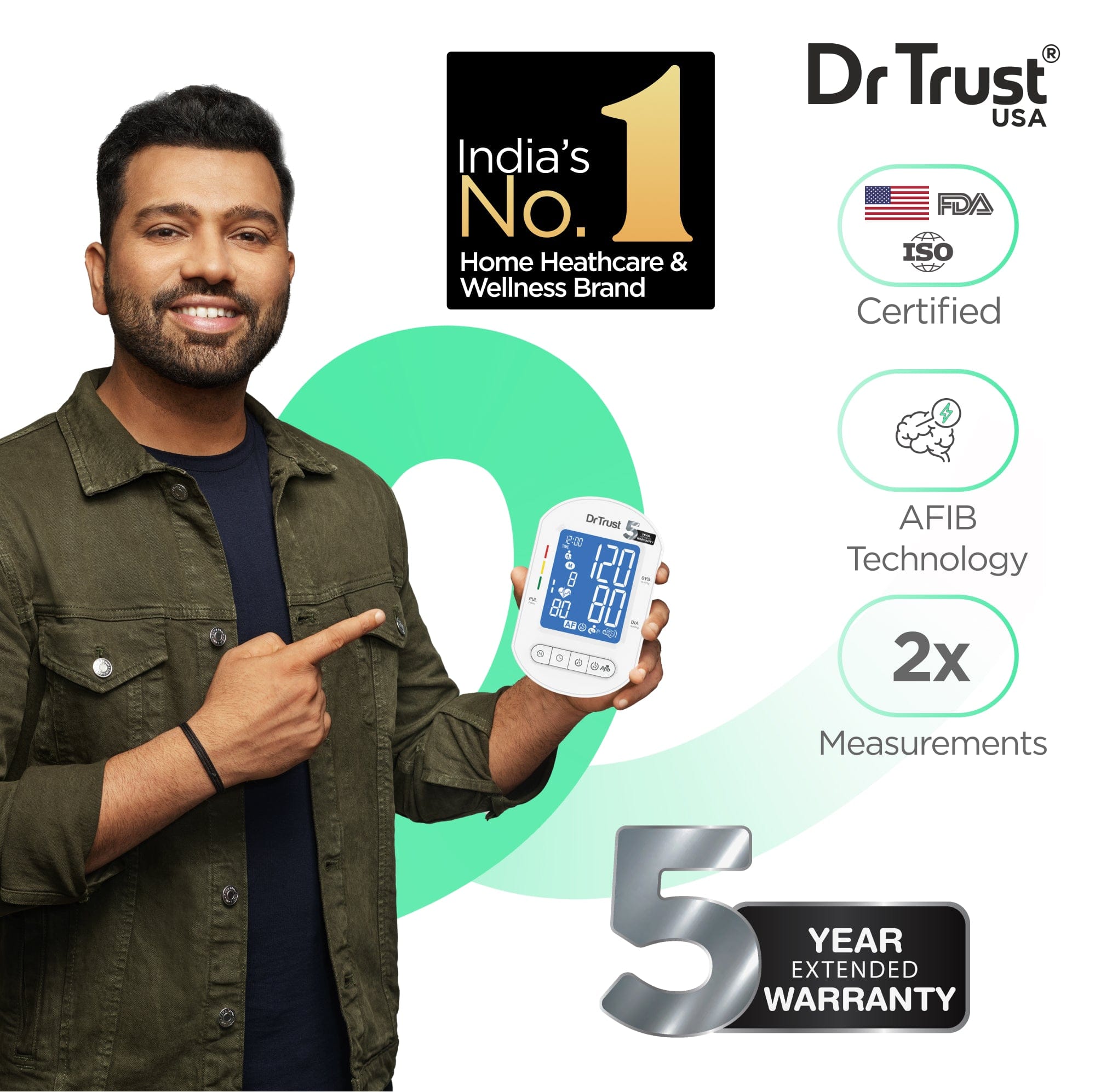 Dr Trust USA Blood Pressure Monitor Dr Trust USA BP Monitor Core Model with AFib 123