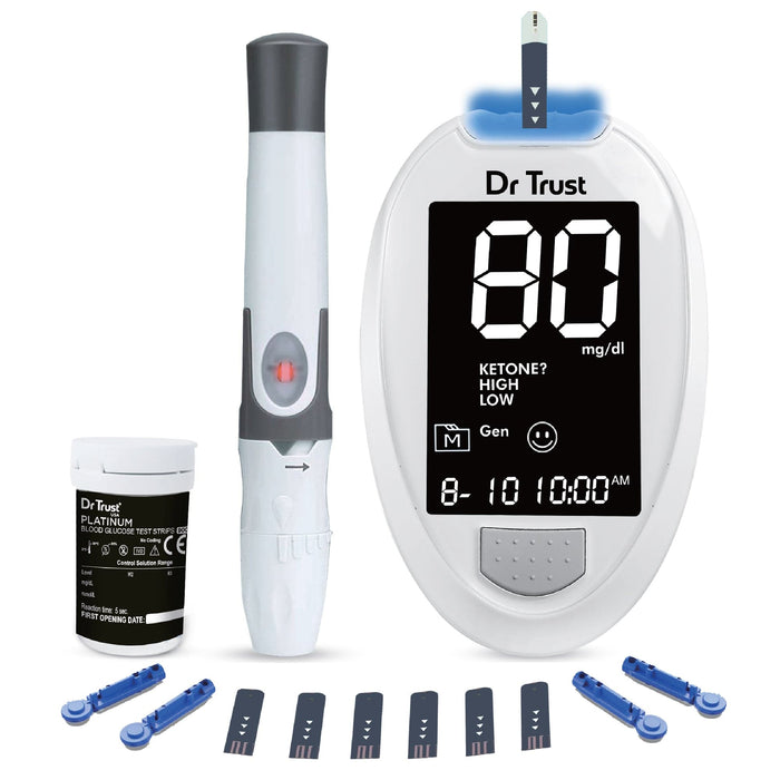 Dr Trust USA Glucometer Dr Trust USA Gold Standard Glucometer Machine Sugar Testing Machine (White) 9002 with 25 Strips