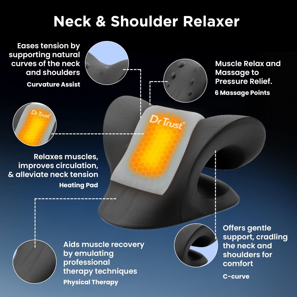 Dr Trust USA Cervical Traction Device and Stretcher with Heat Pad 352