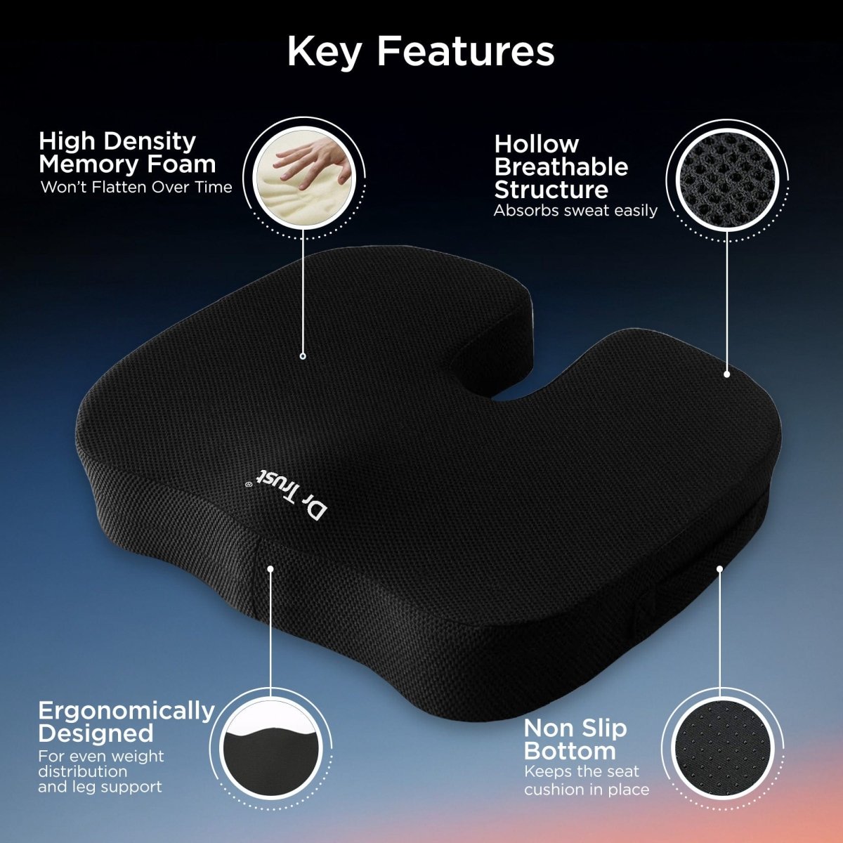 Dr Trust USA Coccyx Pillow Donut Cushion 304
