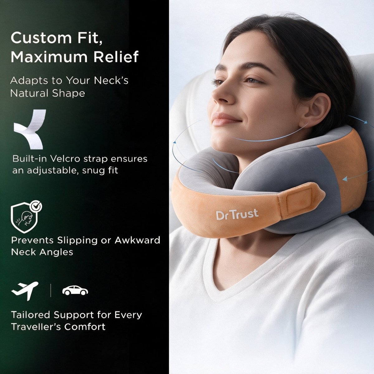 Dr Trust USA Cocoon 3205 Travel Neck Pillow with 360° Support – Pink Voyager