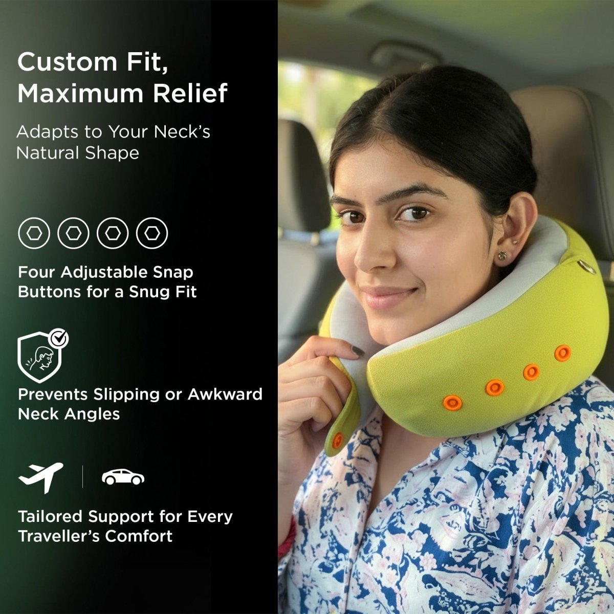 Dr Trust USA Cocoon 3219 Travel Neck Pillow with 360° Support & Memory Foam – Green