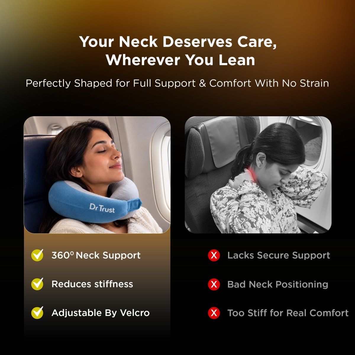 Dr Trust USA Cocoon 395 Travel Neck Pillow with 360° Support – Blue