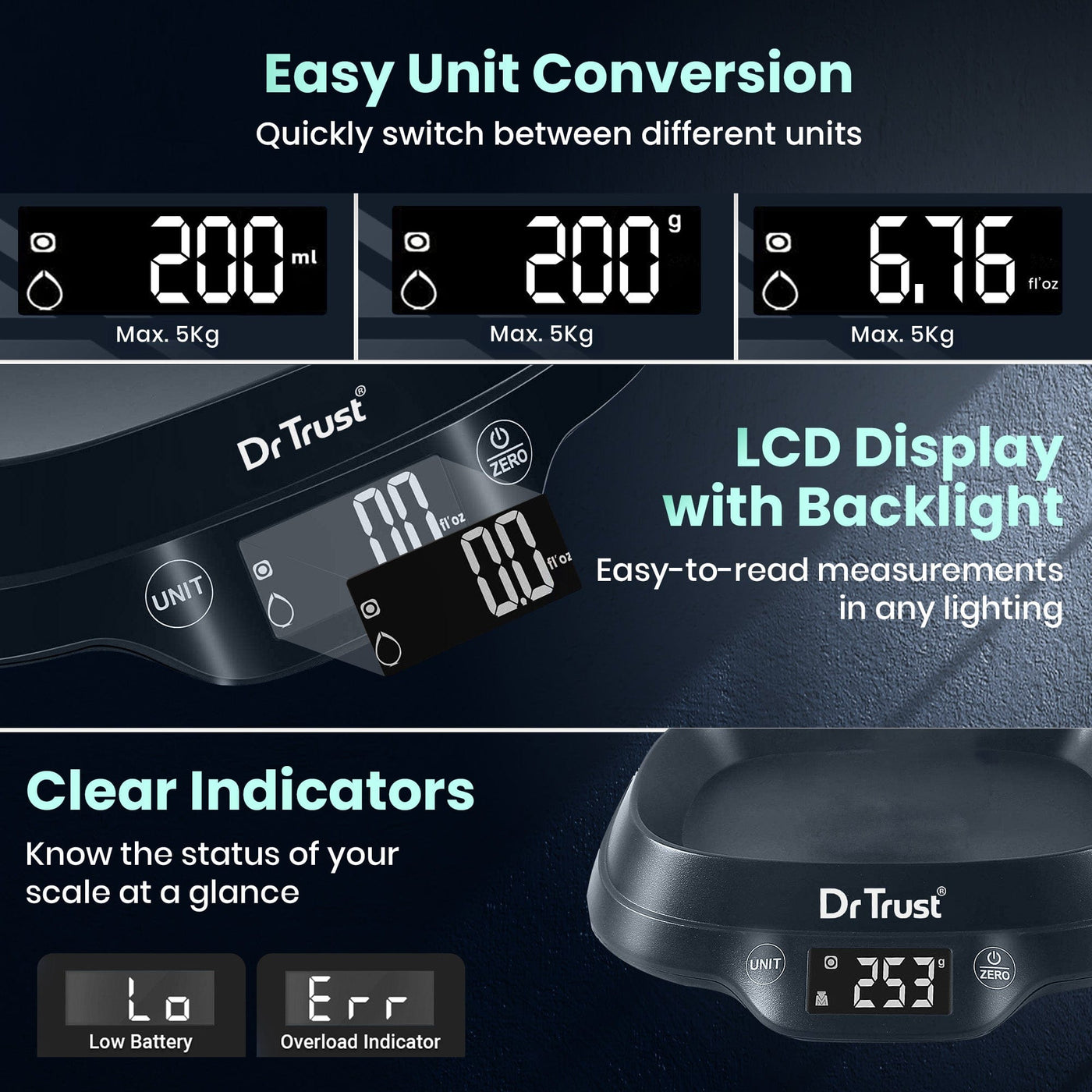 Dr Trust USA Digital Kitchen Weighing Scale Electronic Kitchen Scale