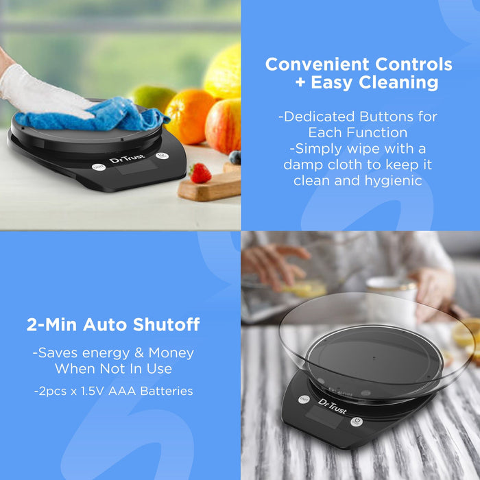 Dr Trust USA kitchen scale Dr Trust USA Digital Kitchen Weight Machine with Bowl for Healthy Cooking & Baking, Multi-purpose, Precision Weighing Scale 531 Measure up to 5 kg, Diet Food, Precision Nutrition BPA Free Bowl & Batteries Included