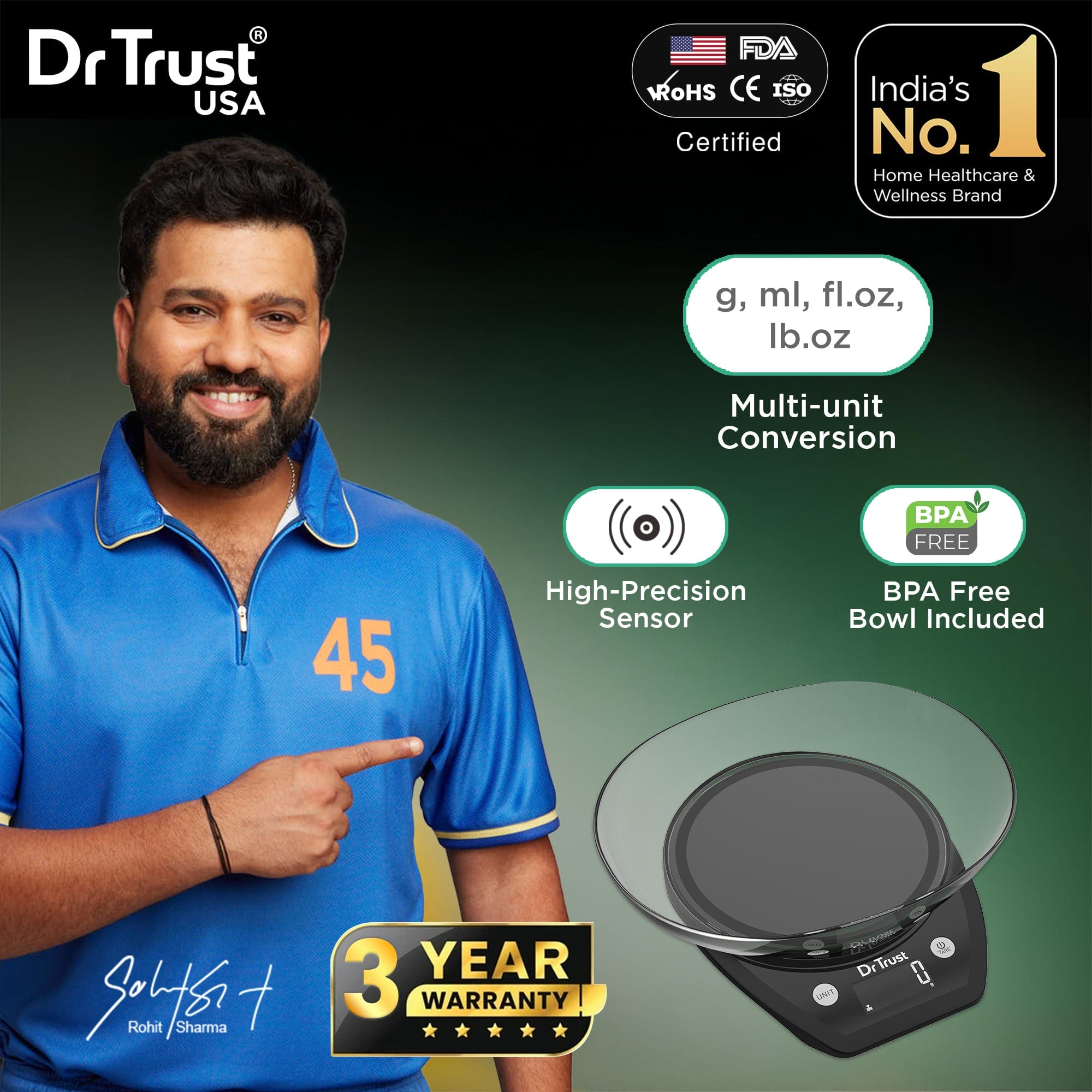 Dr Trust USA kitchen scale Dr Trust USA Digital Kitchen Weight Machine with Bowl for Healthy Cooking & Baking, Multi-purpose, Precision Weighing Scale 531 Measure up to 5 kg, Diet Food, Precision Nutrition BPA Free Bowl & Batteries Included