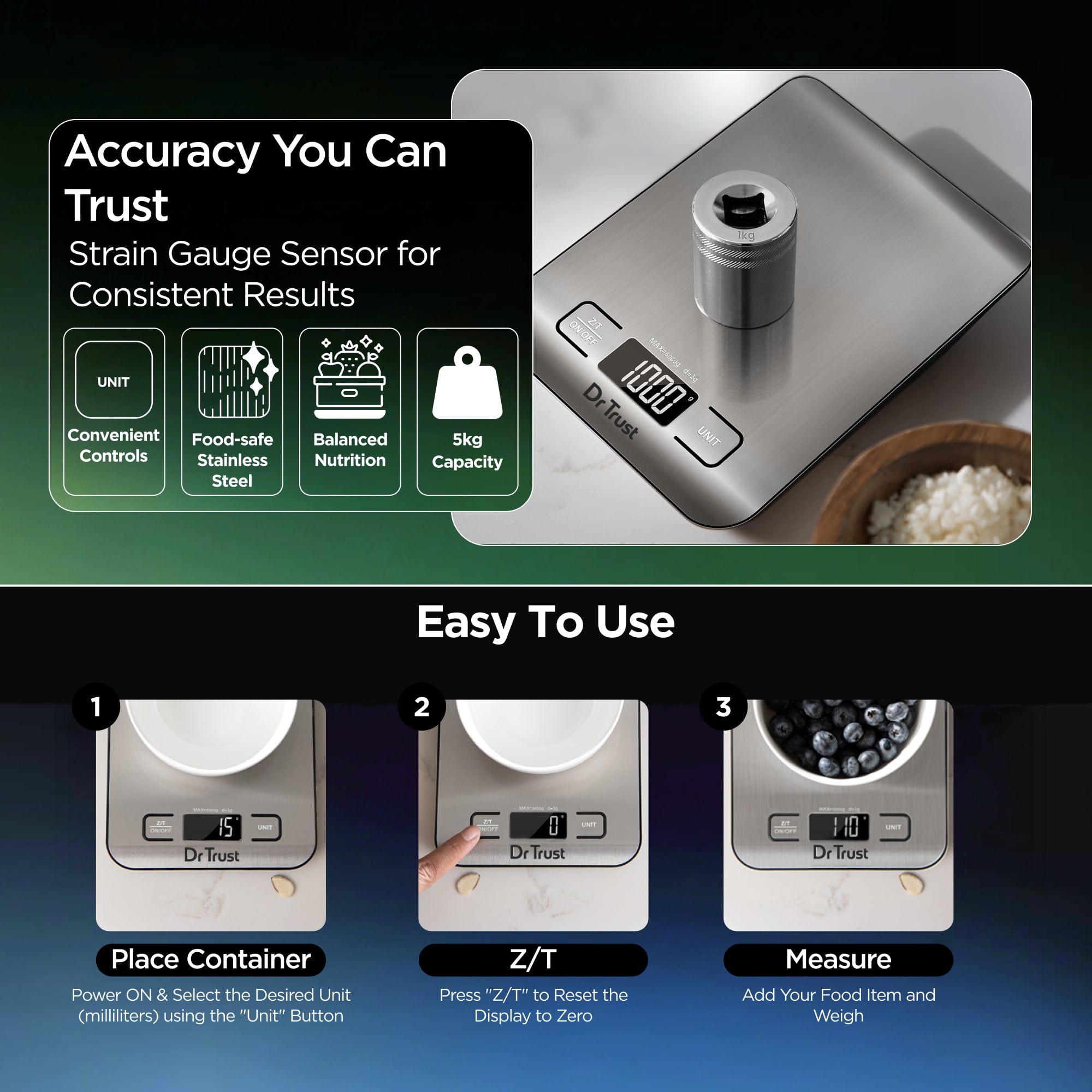 r kitchen scale Dr Trust USA Digital Stainless Steel Kitchen Weighing Scale & Food Weight Machine 529 for Kitchen Weighing, Home Baking, Cooking, Weight Management, Health & Fitness Batteries Included