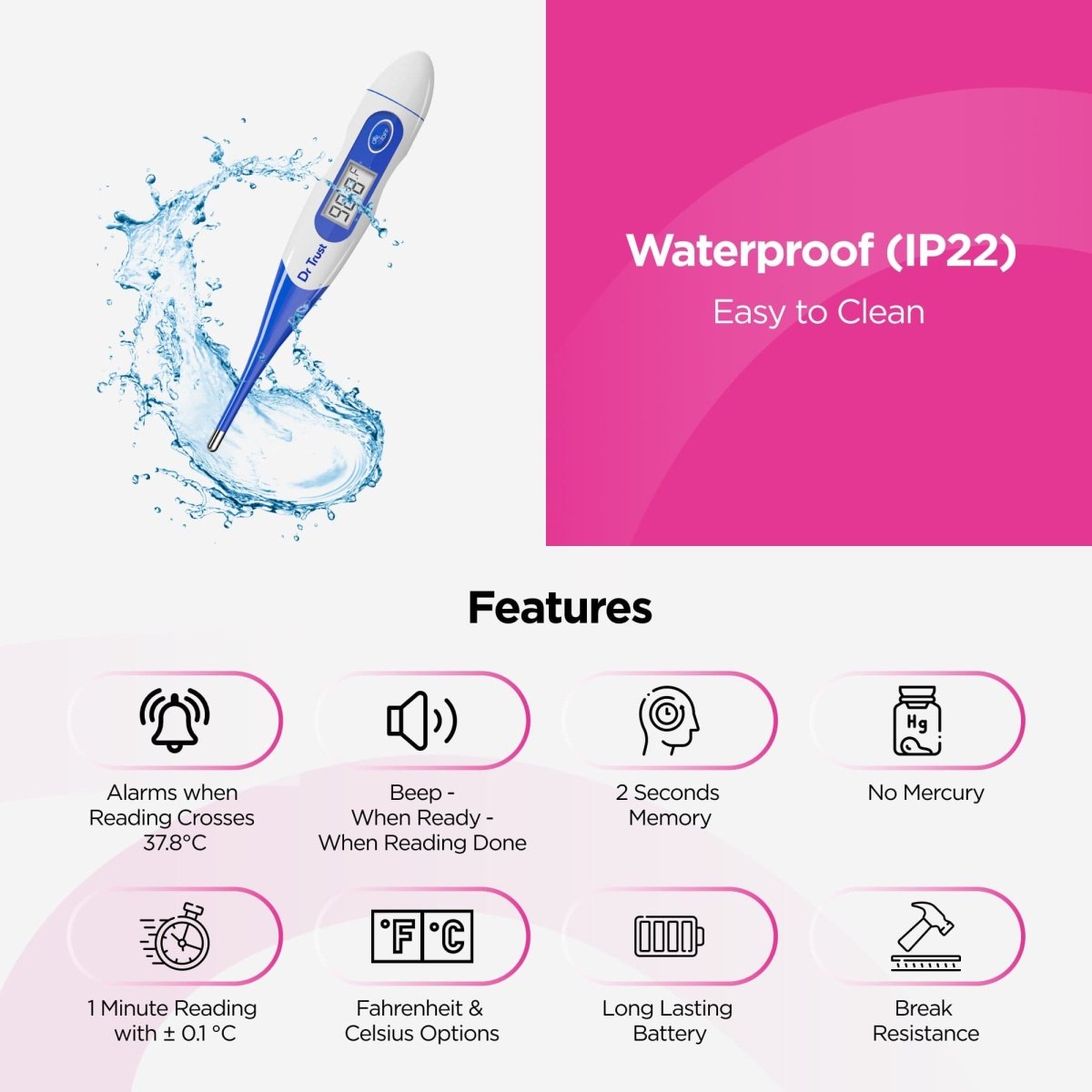 Dr Trust USA Digital Thermometer With Flexible Tip - 613