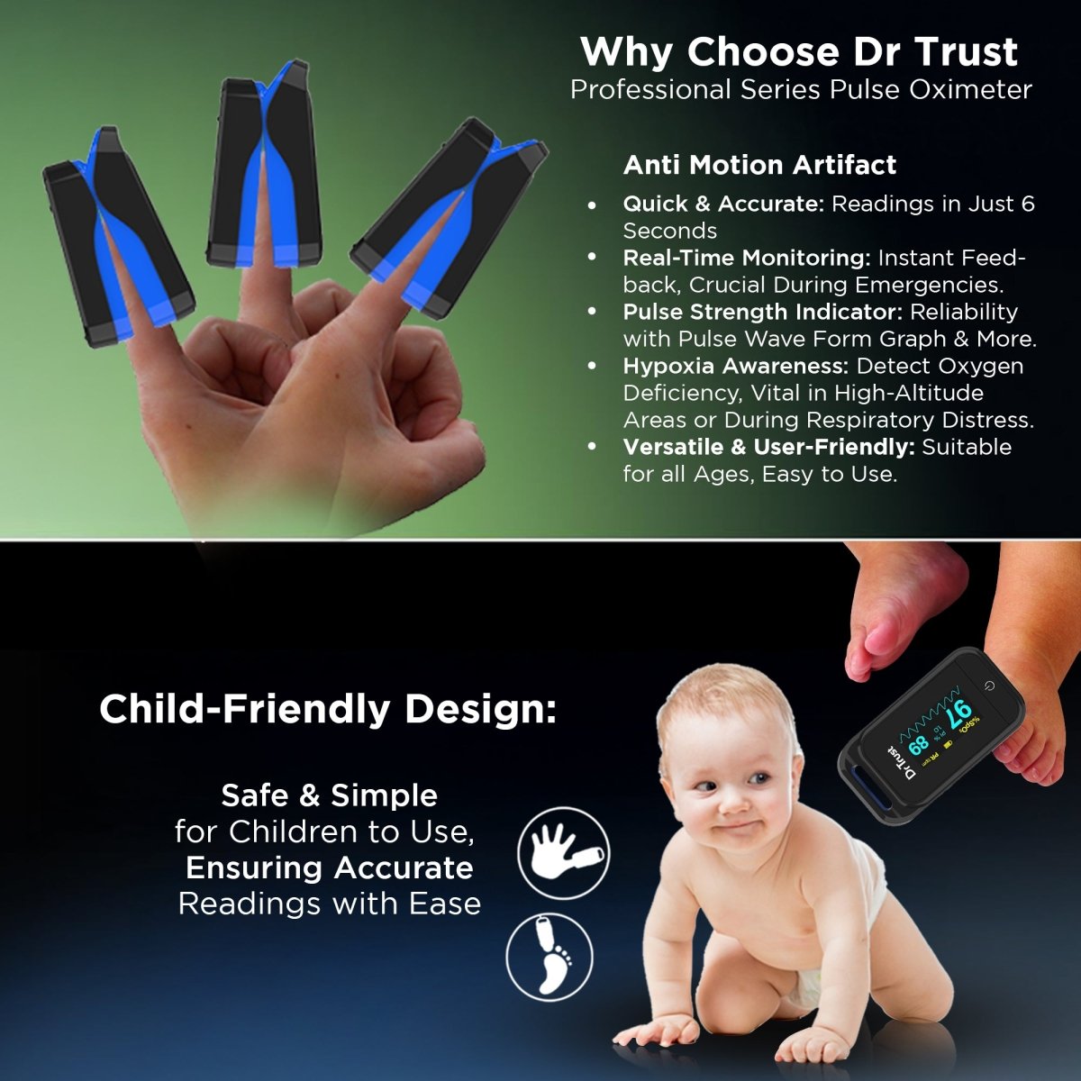 Dr Trust USA Fingertip Blood Oxygen Monitor 218
