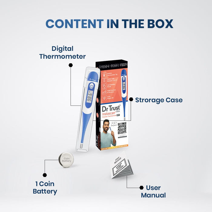 Dr Trust USA Thermometer2 Dr Trust USA Instascan® Flexible Tip Digital Thermometer for Fever Measurement, Waterproof Oral, Rectal, Under Arm Use Temperature Meter for Baby, Infant, Kids & Adults - 617