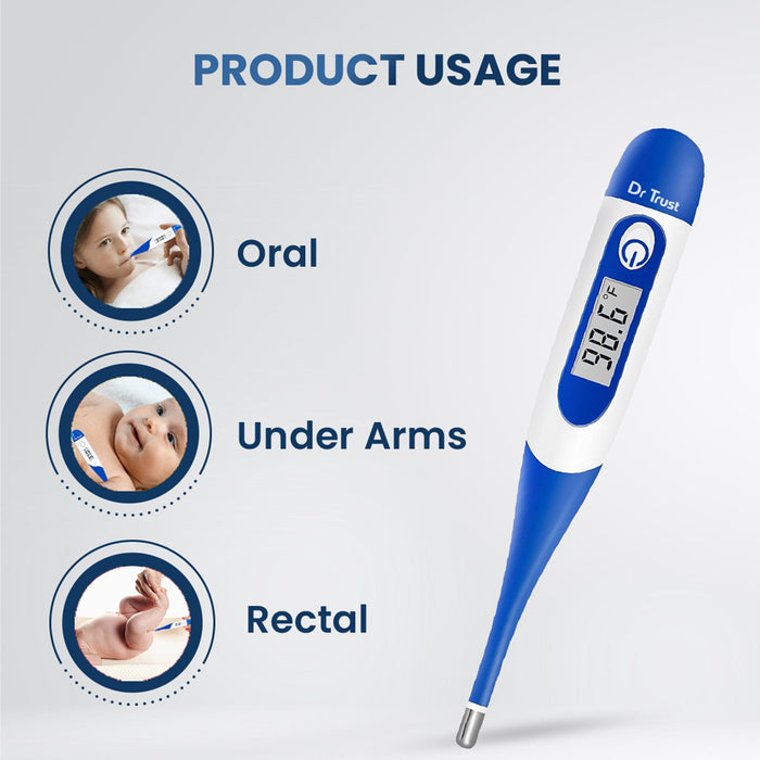 Dr Trust USA Thermometer2 Dr Trust USA Instascan® Flexible Tip Digital Thermometer for Fever Measurement, Waterproof Oral, Rectal, Under Arm Use Temperature Meter for Baby, Infant, Kids & Adults - 617