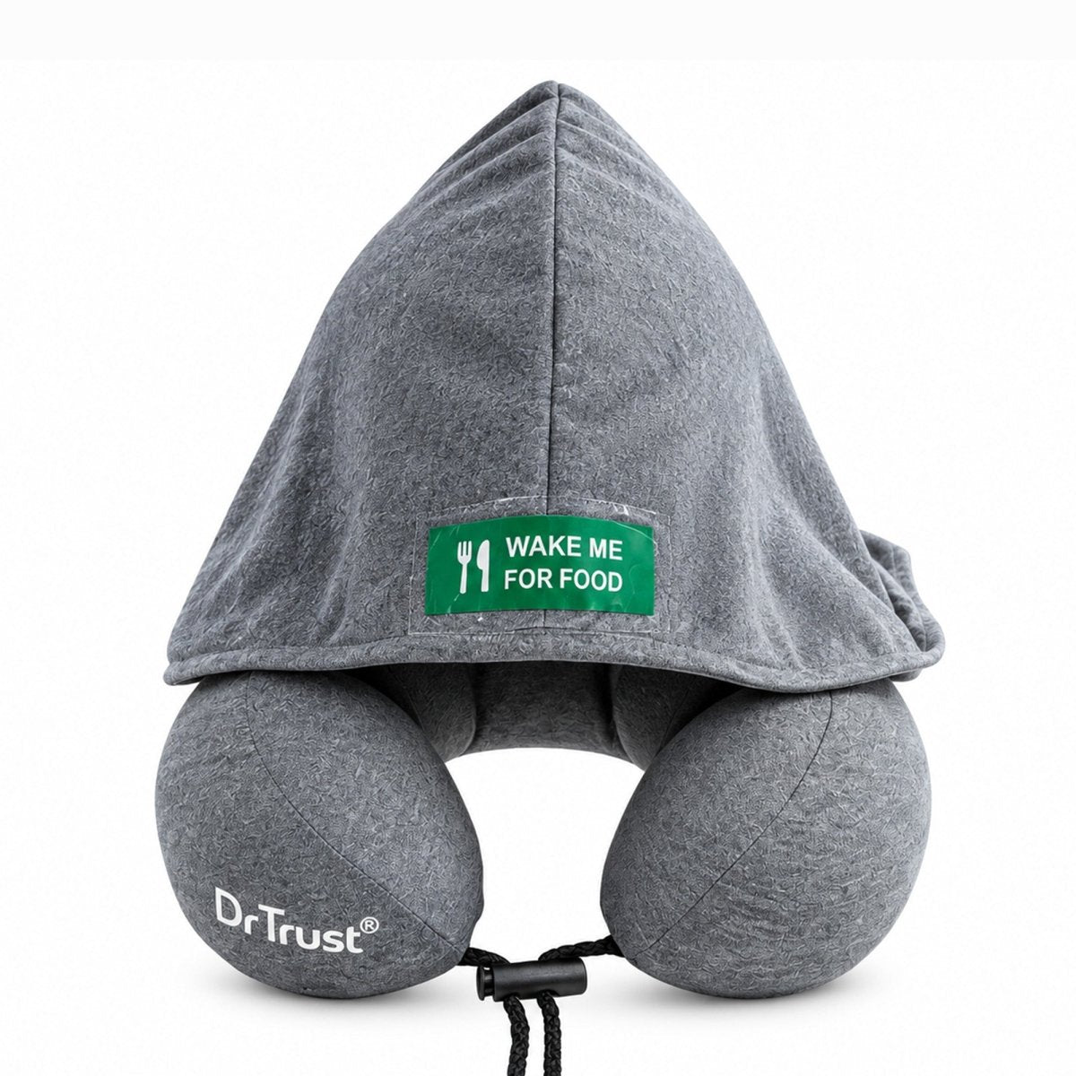 Dr Trust USA Flyhood Memory Foam Travel Neck Pillow 3220 with Hood | 360° Ergonomic Support, High-Density Memory Foam, Washable Cover & Travel Bag | Includes “DO NOT DISTURB” & “WAKE ME FOR FOOD” Tags