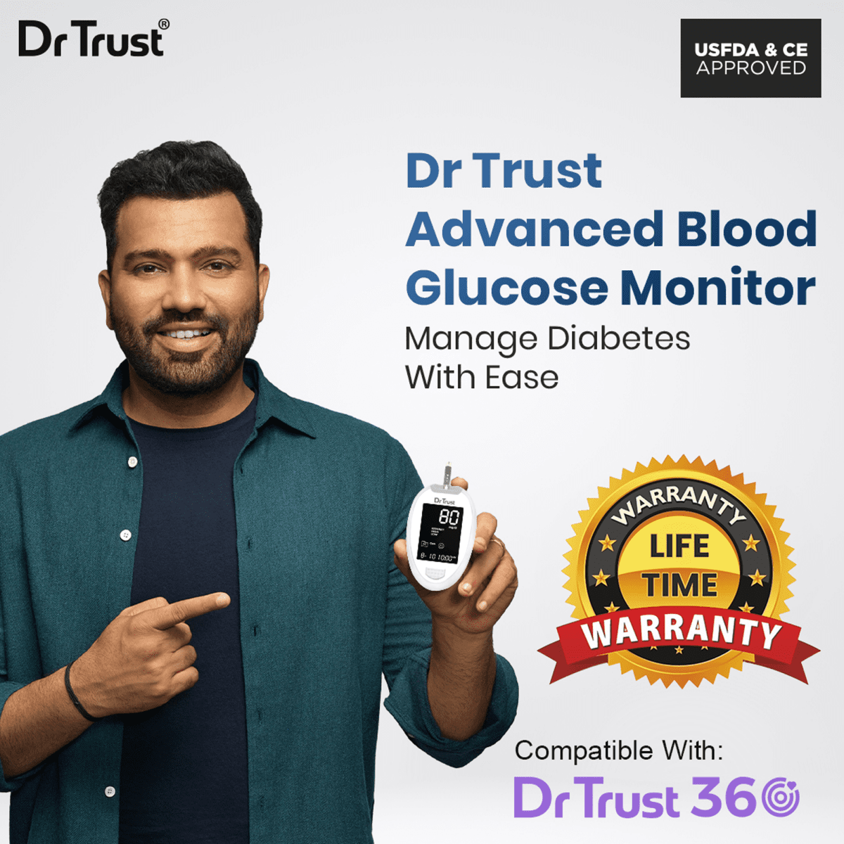 Dr Trust USA Gold Standard Glucometer 9002 (25 Strips) (White)