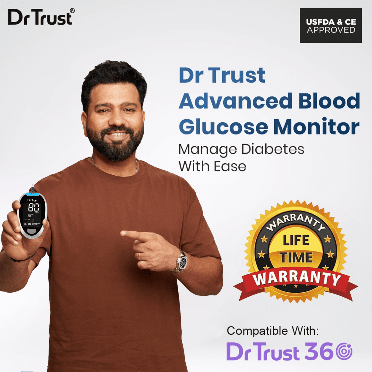 Dr Trust USA Gold Standard Glucosure Glucometer 9001 (10 Strips)