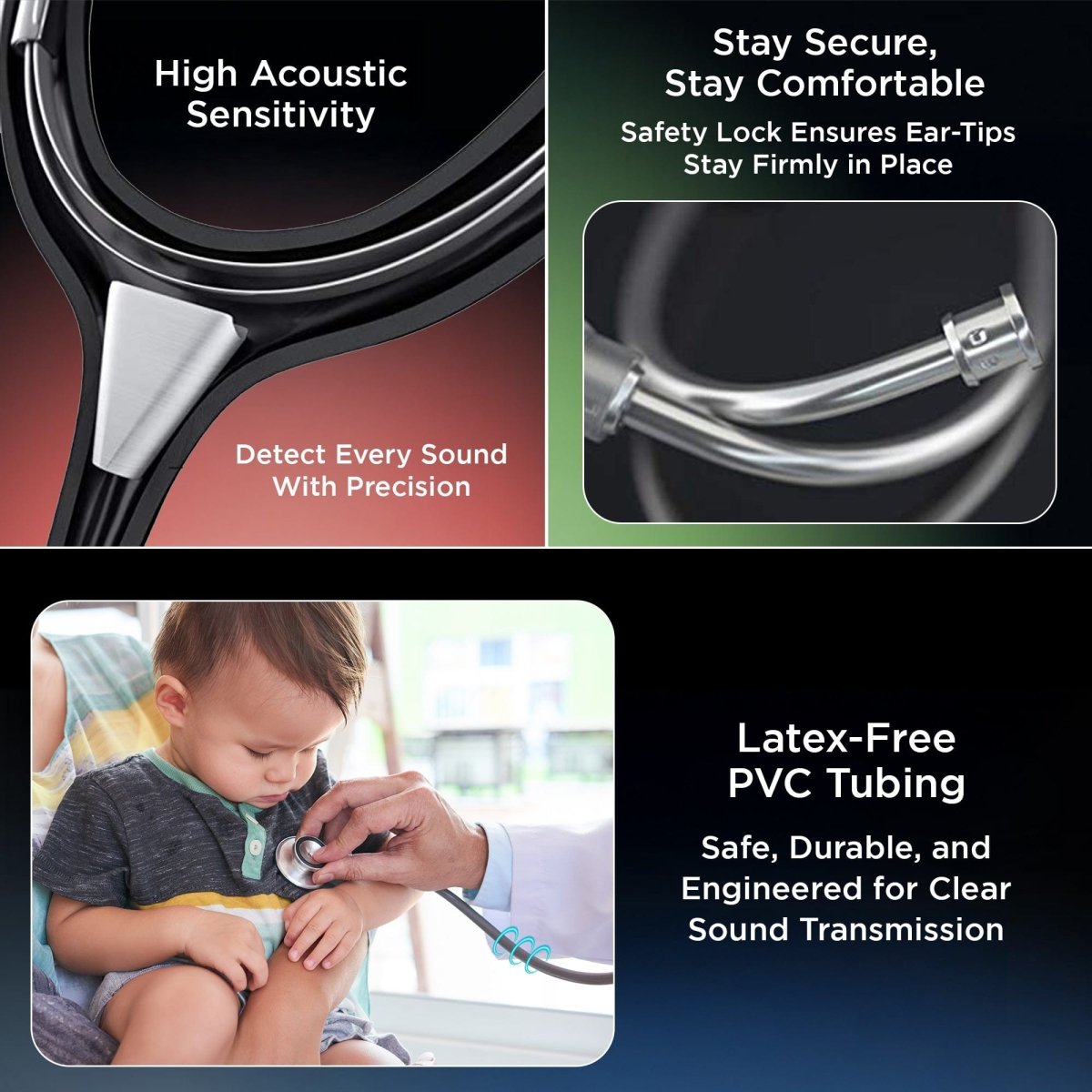 Dr Trust USA Gold Standard III Stethoscope 128 (Black)