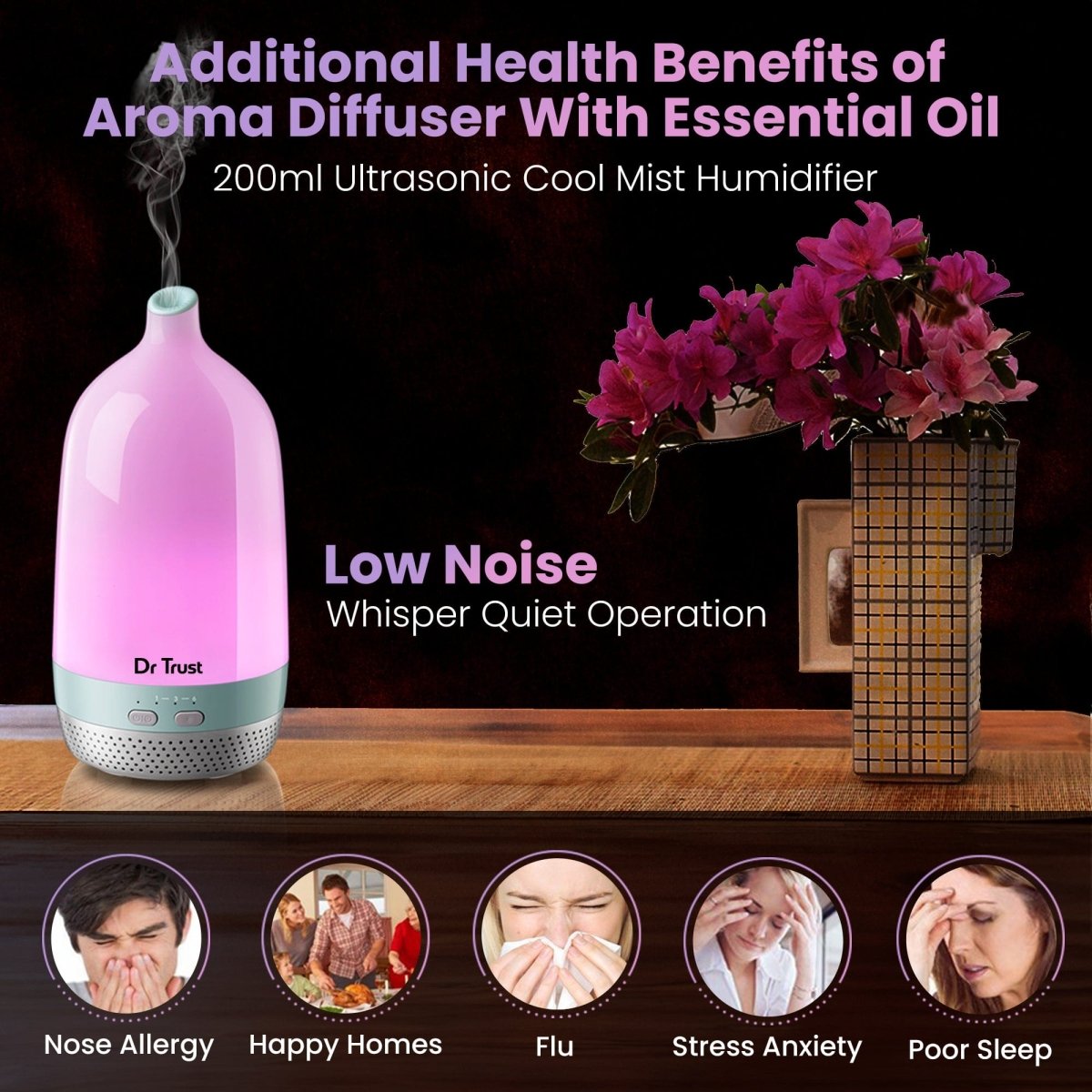 Dr Trust USA HomeSpa Luxury Cool Mist Humidifier & Diffuser 903
