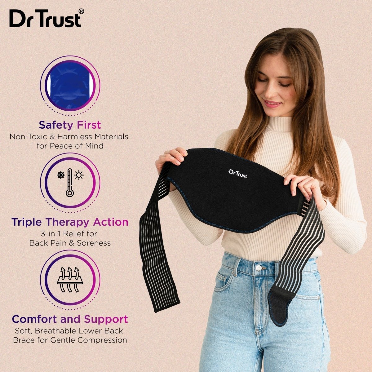 Dr Trust USA Hot Cold Pack for Lower Back (Neoprene Pouch) 326