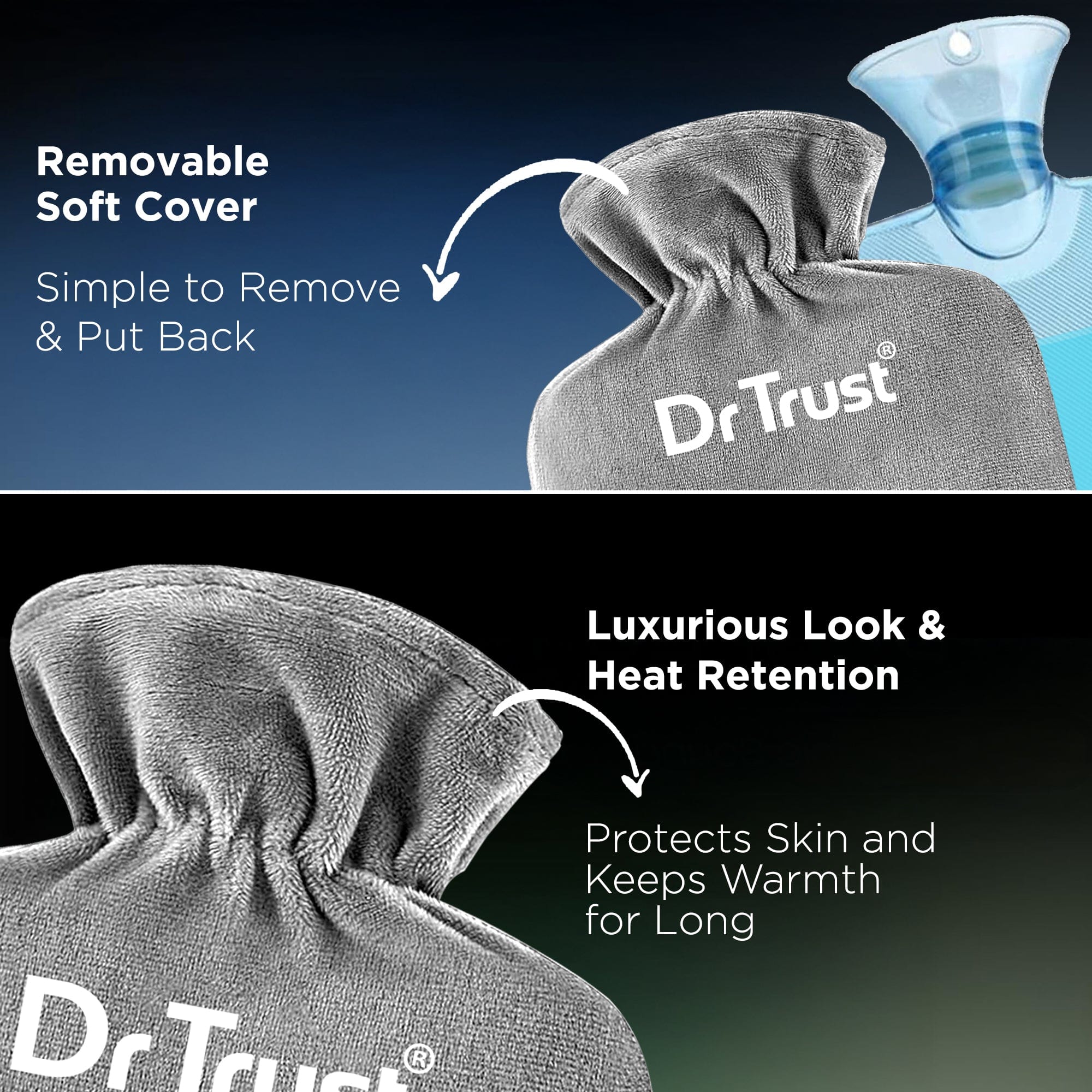 Dr Trust USA Hot Cold Dr Trust USA Hot Water Bottle Bag for Periods/ Menstrual Cramps 369, Warm Pouch Relieves Back, Stomach, and Full Body Pain I Men, Women Heat Pack for Neck, Joints Pain, Sports Injuries & Muscles Relaxation (Pack Of 1)