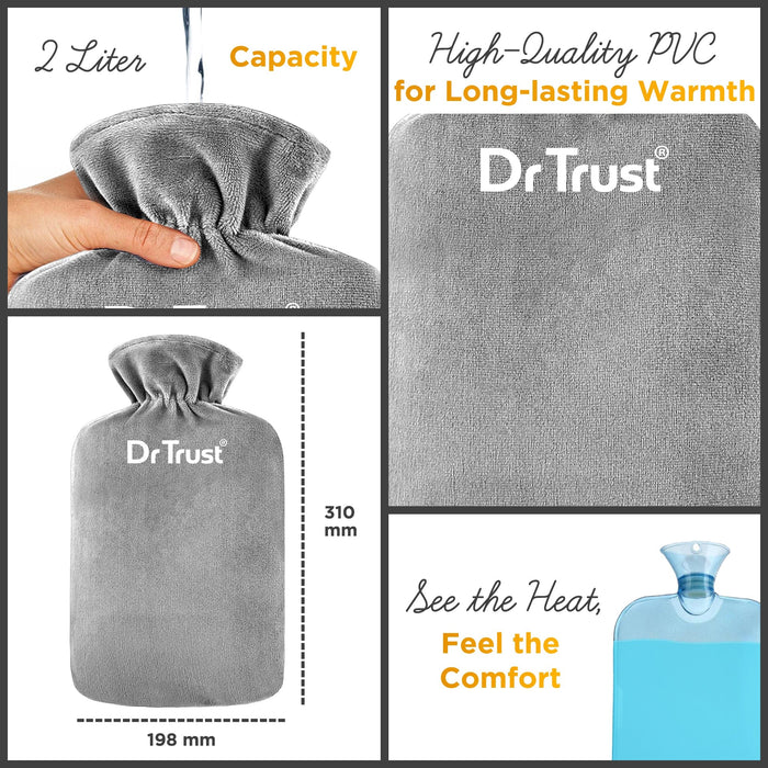 Dr Trust USA Hot Cold Blue Dr Trust USA Hot Water Bottle Bag for Periods/ Menstrual Cramps-369, Warm Pouch Relieves Back, Stomach, and Full Body Pain I Men, Women Heat Pack for Neck, Joints Pain, Sports Injuries & Muscles Relaxation (Pack Of 1)