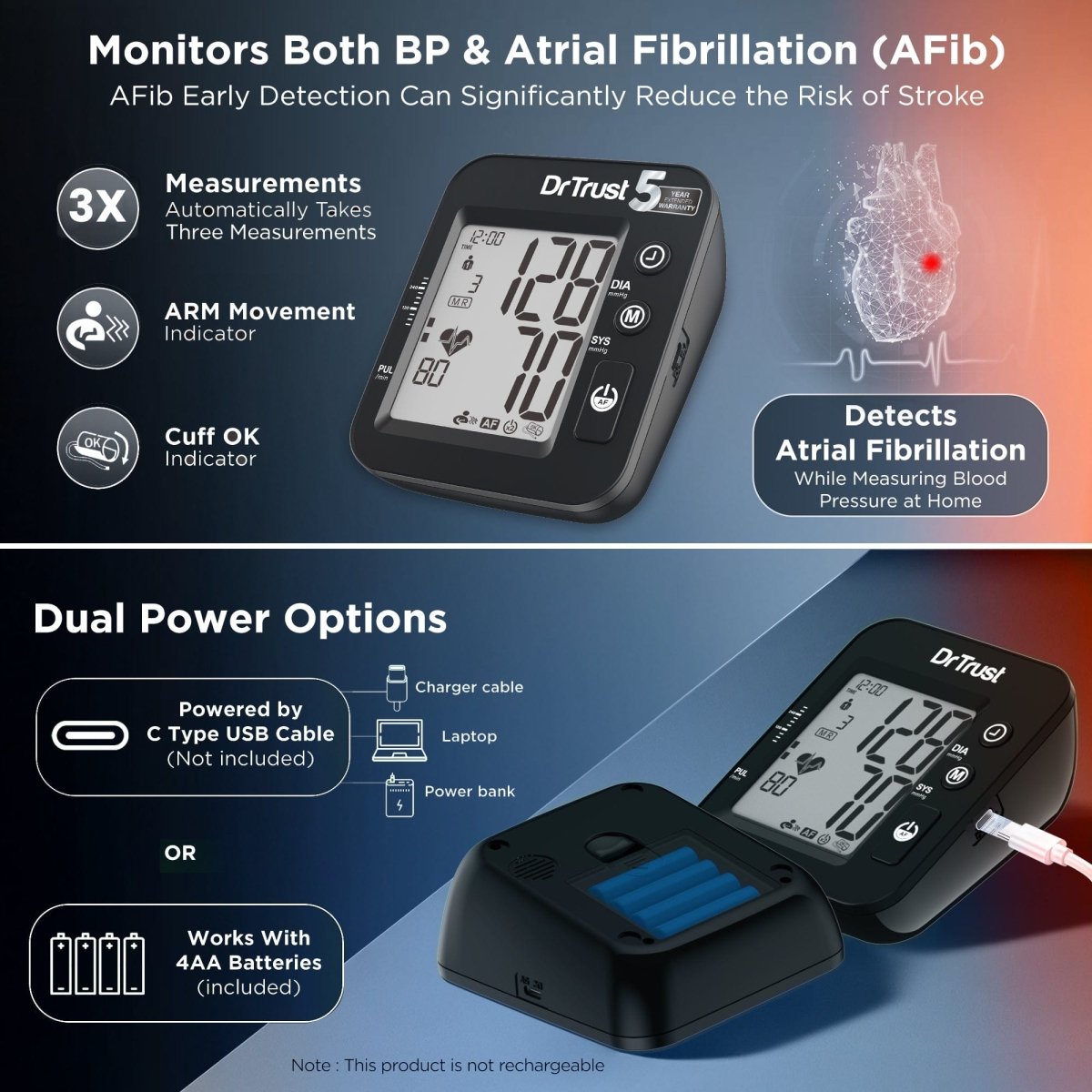 Dr Trust USA IntelliTrack BP Monitor 131 (Black)