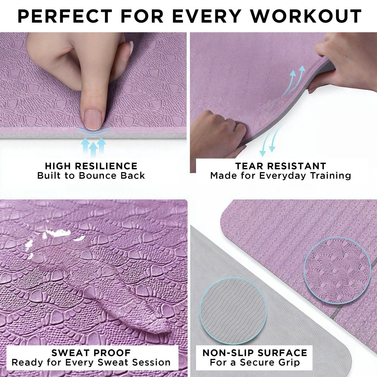 Dr Trust USA Mauve Plum Foldable TPE Yoga Mat 337 Anti-Slip 6mm, Sweat-Proof & Lightweight Portable Exercise Mat for Yoga, Pilates, Meditation & Home Workouts