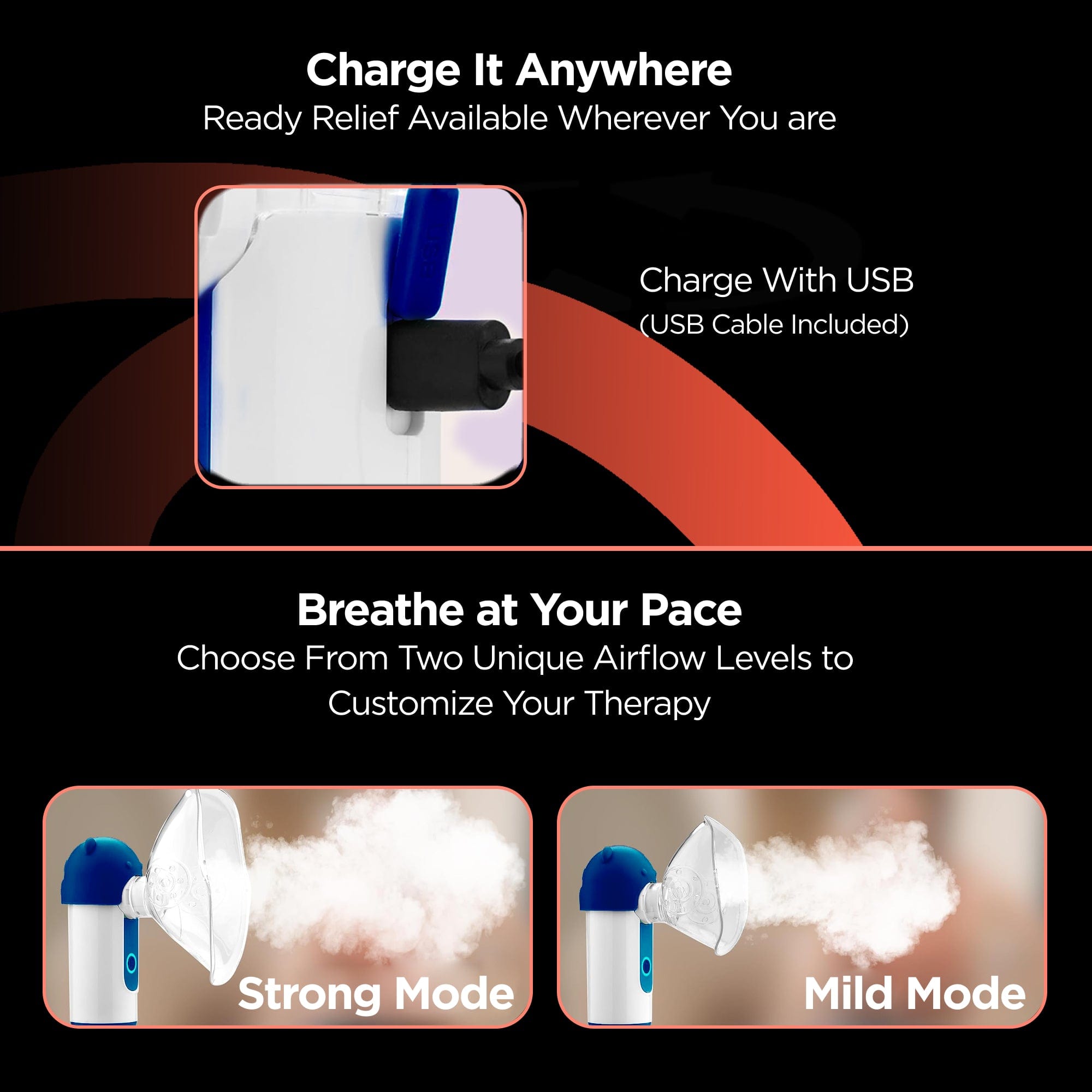 Dr Trust USA Nebulizer Dr Trust USA Portable Rechargeable Mesh Nebulizer Machine For Kids & Adults, Cool Mist Device Effective for Respiratory Infections 410