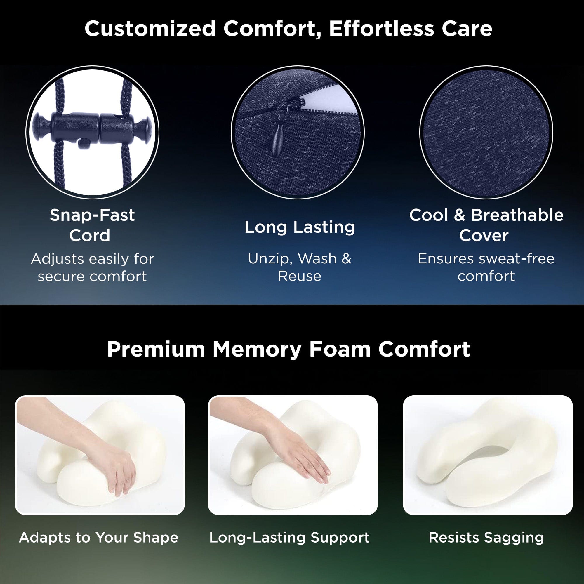 Dr Trust USA Ortho Products Dr Trust USA Neck Pillow for Travelling, Orthopedic Memory Foam Travel Airplane Head Rest Support Cushion For Adults Flights Accessories Aircraft Recommended For Neck Cervical Pain 358