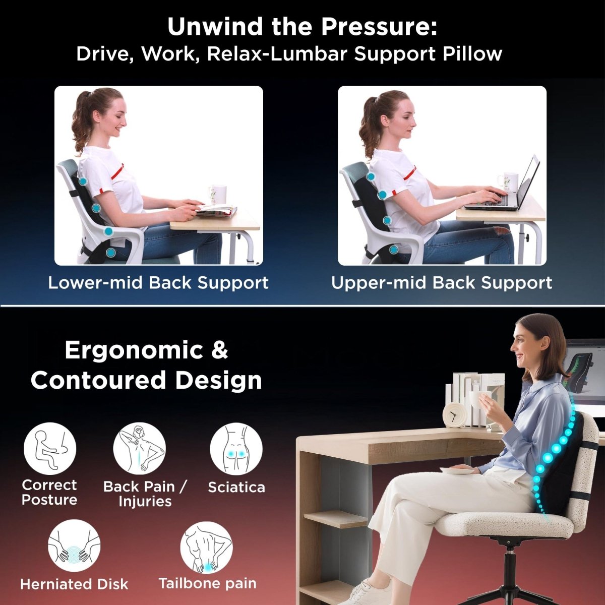 Dr Trust USA Orthopedic Back Support Pillow for Office Chair 360