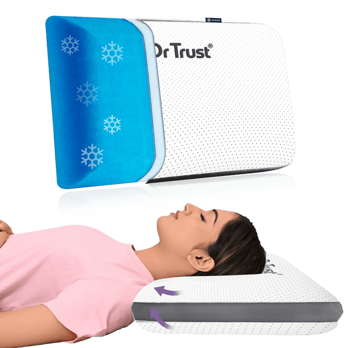 Dr Trust USA Orthopedic Pillow Dr Trust USA Orthopedic Cooling Gel Memory Foam Pillow for Cervical Pain & Neck Pain Relief Soft Contour Cushion Support For Spine Alignment And Back Pain - 356