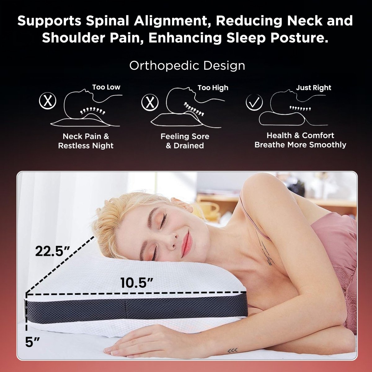 Dr Trust USA Orthopedic Cooling Gel Memory Foam Pillow 356