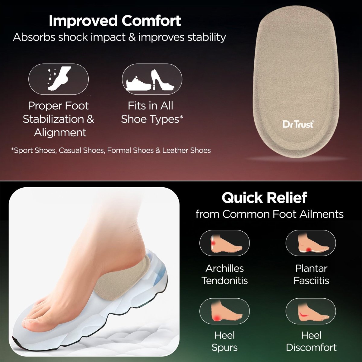 Dr Trust USA Orthopedic Heel Pads 372 (Pack of 1 Pair)