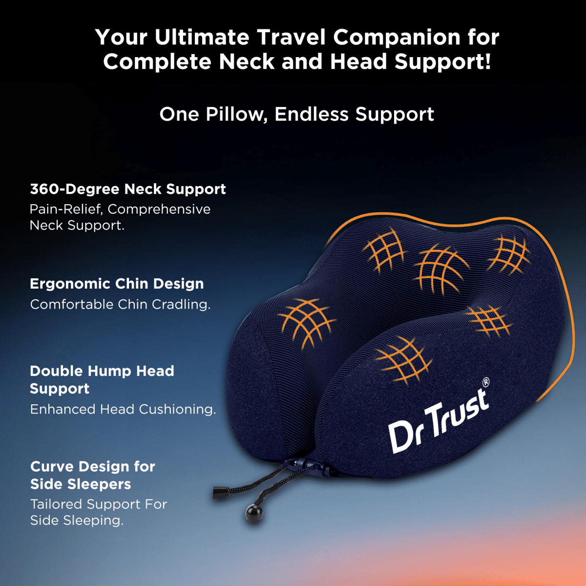 Dr Trust USA Orthopedic Memory Foam Travel Neck Pillow 358