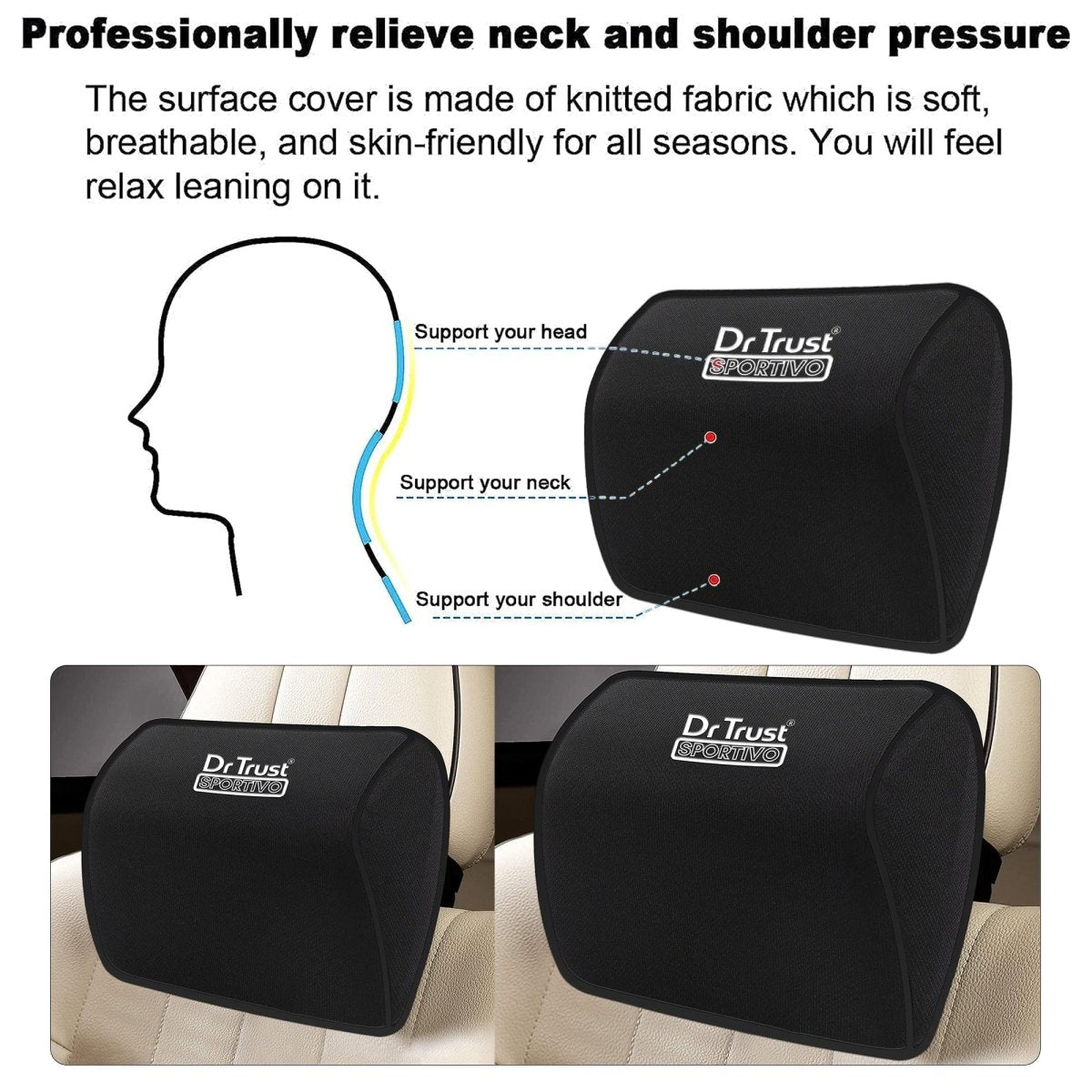 Dr Trust USA Orthopedic Neck Rest Car Seat Cushion 353 (Small)