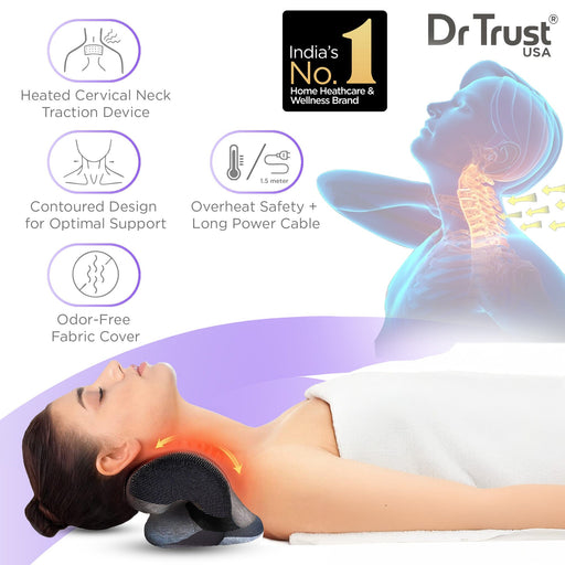 Dr Trust USA Ortho Products Dr Trust USA Cervical Traction Device and Stretcher for Neck Pain Relief, Shoulder Relaxer, c Spine Alignment and Pressure Relief Neck Support with Heat Pad - 352
