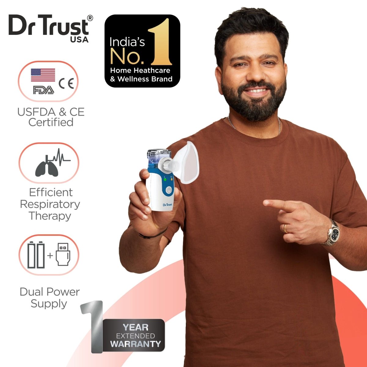 Dr Trust USA Portable Ultrasonic Mesh Nebulizer 404