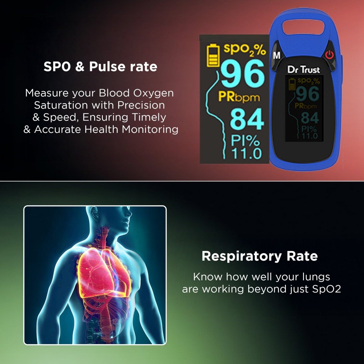 Dr Trust USA Professional Series Finger Tip Pulse Oximeter 202 (Blue)