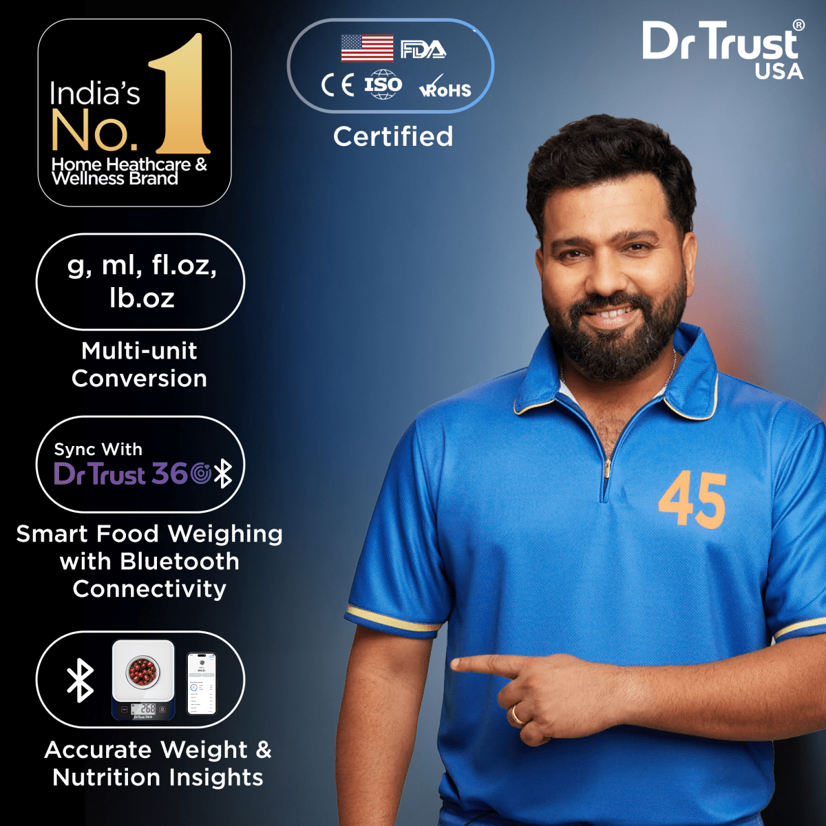 Dr Trust USA Smart Nutrition Food Kitchen Scale with App 530